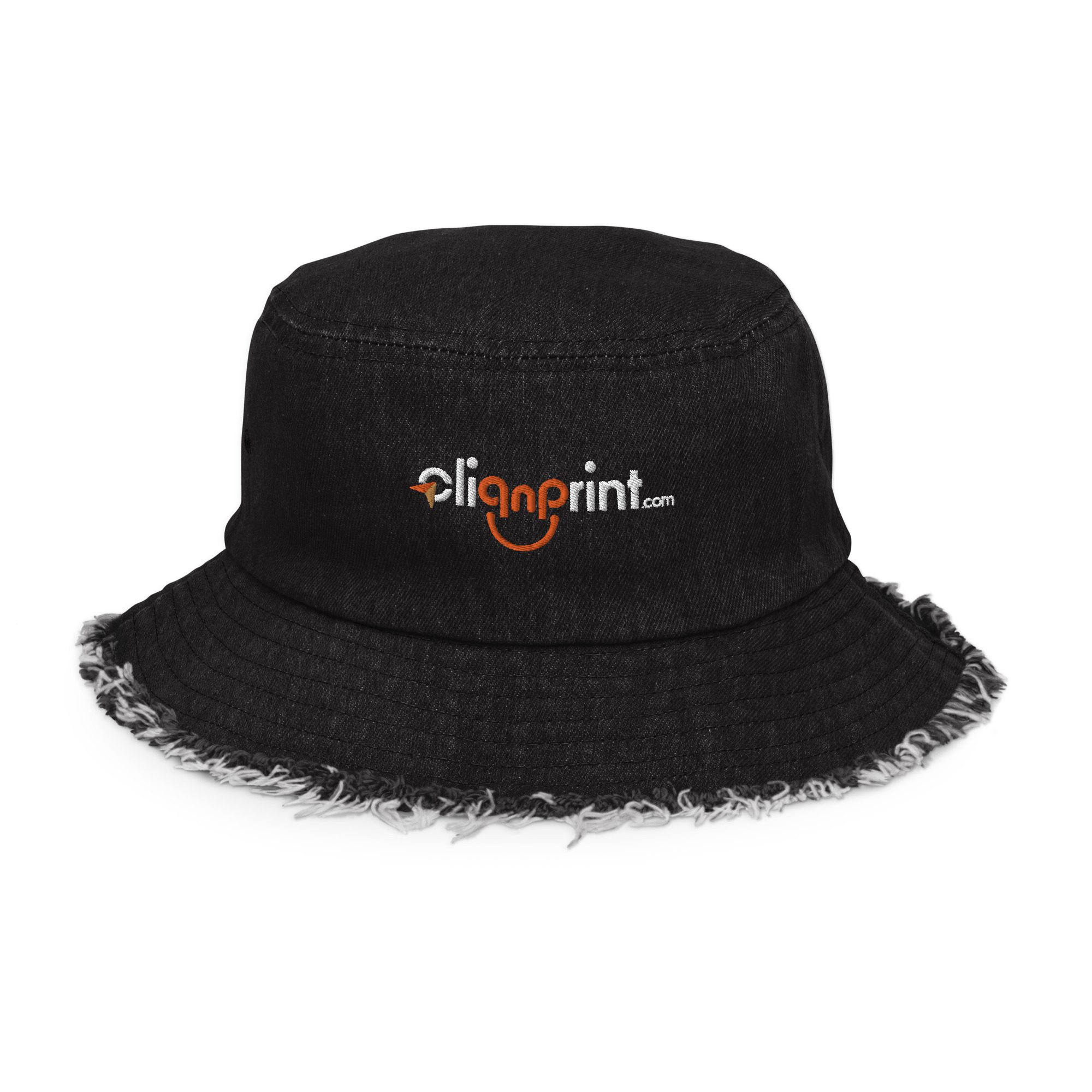 Distressed denim bucket hat – Cliqnprint